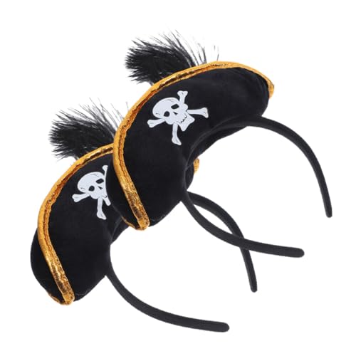 BESTonZON 2 Stück -Hut-Stirnband Kappe Party für Hüte Piratenhut Knochen halloween haarschmuck halloween hair accessories Stirnband Halloween-Kopfschmuck Vlies Black von BESTonZON
