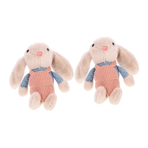 BESTonZON 2 Stück Kaninchen Plüschtier Schlüsselanhänger Stofftier Ornamente Gefüllte Puppe Schlüsselanhänger Taschenanhänger Kaninchen Puppe Schlüsselanhänger Ringe Kreative von BESTonZON