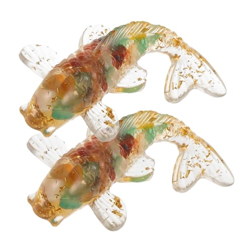 BESTonZON 2 Stück Karpfen Kristallornamente Autodekoration Tiere Ornamente Zum Basteln Große Ornamente Outdoor Ornamente Das Tier Buntglasfisch Koi Karpfen Miniatur von BESTonZON