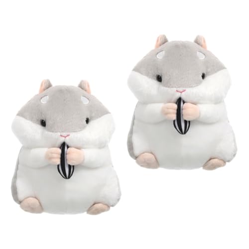BESTonZON 2 Stück Kinderplüschtiere Babyspielzeug Ausgestopfter Hamster Plüschtier Hamsterspielzeug Hamster Für Hamster Stofftier Hamster Für Hamster Plüschkissen Kinderspielzeug Grau Pp von BESTonZON