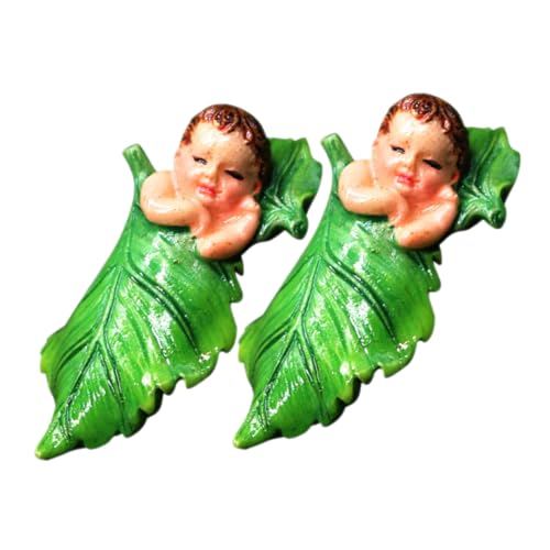 BESTonZON 2 Stück Kleine Landschaftsornamente Mini-gartenfiguren Gartenfeenfiguren Kleine Figuren Miniaturfiguren Miniatur-feen Harz Green von BESTonZON