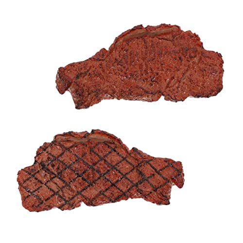 BESTonZON 2 Stück Künstliches Steak Teiliges Realistische Fleisch Deko Requisiten für Heim Büro Fotografie Film Requisiten Langlebig Farbecht für Jungen Mädchen von BESTonZON