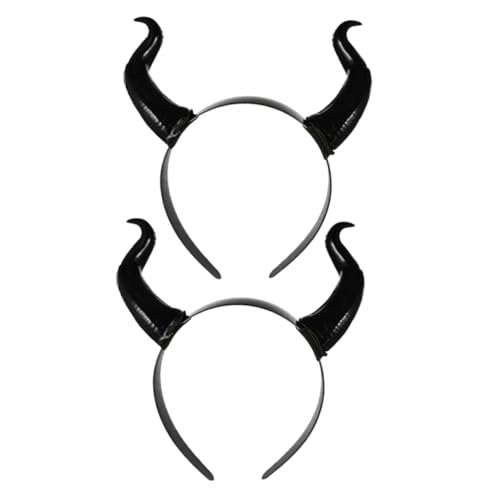 BESTonZON 2 Stück Lustiges Hörner-stirnband Haarband Aus Teufelshorn Teufelshorn Halloween Stirnband Halloween-stirnbänder Masken Horn Halloween-spinne Stirnband Aus Horn Band Plastik Black von BESTonZON