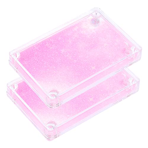 BESTonZON 2 Stück Magnetischer Acryl Kartenhalter mit Kreativer Quicksand Robuster Sammelkarten Schutz für Football und Baseball Karten Leicht zu Öffnen und Individuell Gestaltbar für von BESTonZON