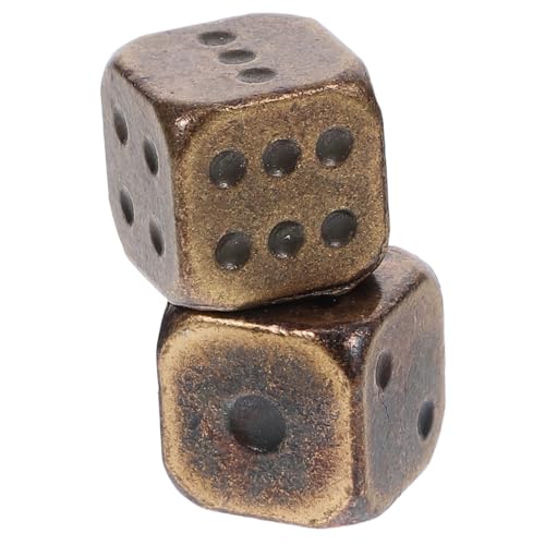 BESTonZON 2 Stück Metall Würfel Runde Kanten Ersatz Würfel für Brettspiele Party Zubehör Antik Tragbar für Spielabende und Familienfeiern von BESTonZON