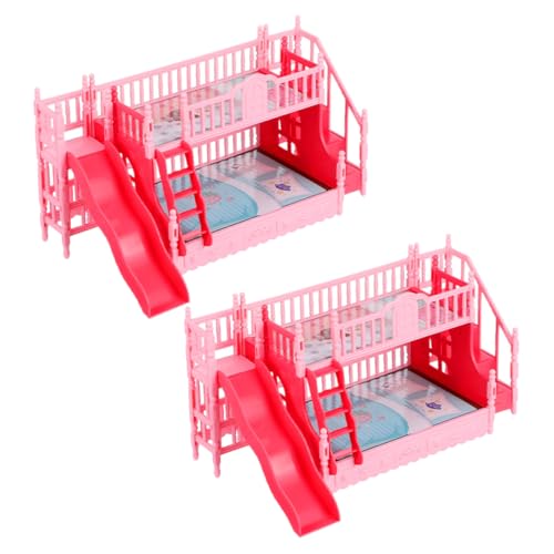 BESTonZON 2 Stück Mini Bett Mini Etagenbett Modell Babypuppenzubehör Puppenhausbett Puppenhaus Babymöbel Betten Rollenspielbett Puppenhaus Ornamente Kleines von BESTonZON