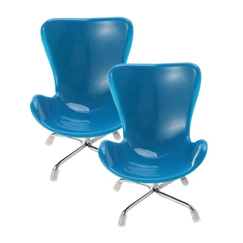 BESTonZON 2 Stück Mini Computer Chair Modelle Blaue Miniatur Drehstühle für Puppenhaus Dekoration Verschleißfestes Umweltfreundliches Material Realistische Möbel Accessoires von BESTonZON