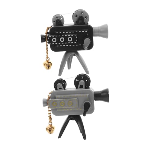 BESTonZON 2 Stück Mini Filmprojektor Retro Modell Handkurbel Miniatur Vintage Projektor Figurine Plastik Desktop Dekoration für Büro und Zuhause von BESTonZON