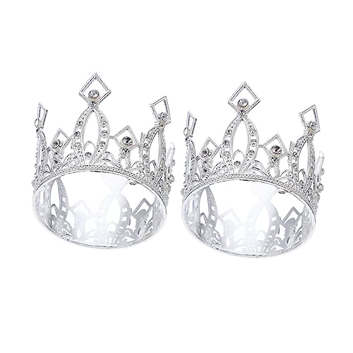 BESTonZON 2 Stück Mini Kronen Cake Topper Silberne Tortenaufsätze Party Dekoration Filigran für Geburtstagstorten und Festliche Anlässe von BESTonZON