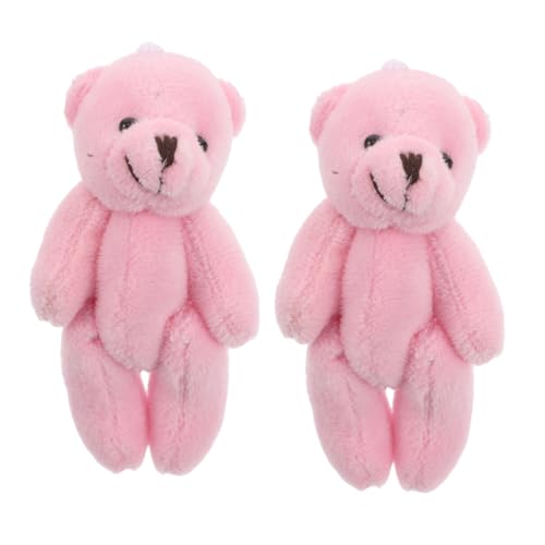 BESTonZON 2 Stück Mini Plüschbär Rosa Kuscheltier Miniatur Bär Puppenhaus Dekoration Kinderfreundlich Sicher Weiches Material Sammelfigur DIY Schlüsselanhänger Zubehör von BESTonZON