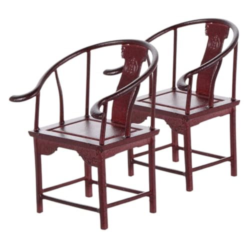 BESTonZON 2 Stück Mini-Stuhlmodell puppenhaus zubehör Mini-Terrassenstuhl Miniaturstühle zum Basteln kleine Stuhltischdekoration Puppenhaus-Esszimmerstuhl Mini-Esszimmerstuhl Abs Dark Brown von BESTonZON