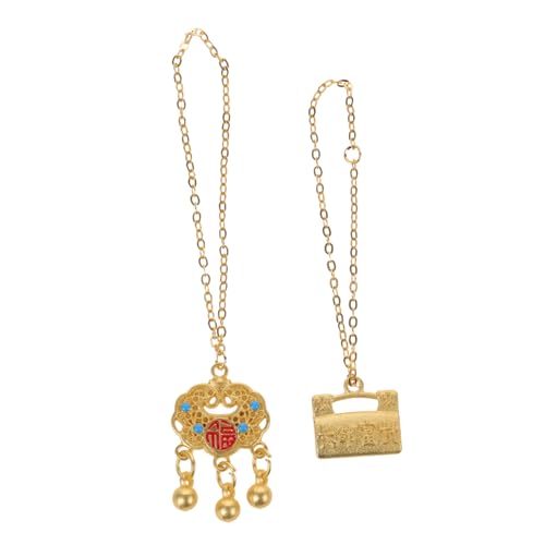 BESTonZON 2 Stück Mini chinesische Halskettezubehör Miniatur-Halskette Halskette mit Puppenanhänger Stellen Sie Sich Schmuck vor Miniaturspielzeug Mini-Zubehör Metall Golden von BESTonZON