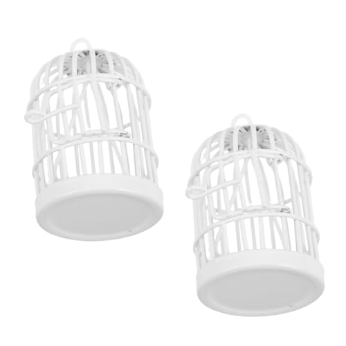 BESTonZON 2 Stück Miniatur Metall Vogelkäfig mit Tür Dekorativer Halboffener Deko Käfig für Puppenhaus Tragbarer Vintage Vogelkäfig für Miniaturgärten Sammler und Tischdekoration von BESTonZON