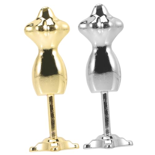 BESTonZON 2 Stück Miniatur Puppenkleiderständer aus Langlebiger Legierung in Glänzendem Gold und Silber Sichere und Glatte Oberfläche für Aufbewahren und Präsentieren von Puppenkleidern für von BESTonZON