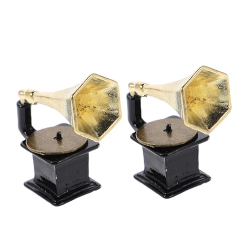 BESTonZON 2 Stück Miniatur Retro Phonograph Modell aus Robustem Metall Vintage Schmuck für Puppenhaus und Kreative Dekoration Kompakte für Realistische Miniaturwelten für Sammler und von BESTonZON