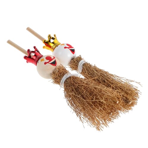 BESTonZON 2 Stück Miniaturmodell Mini-möbelornamente Mini-Besen Puppenhaus-dekorationszubehör Puppenhauszubehör Clown-Ornamente Feengarten Zubehör Puppenhaus Miniaturbesen Holz von BESTonZON