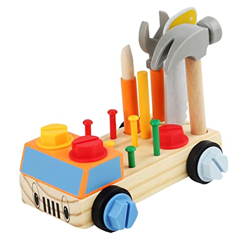 BESTonZON 2St Nussklopfer-Spielzeug werkzeugset Kinder Werkzeug-Sets Kinder Pädagogisches Spielzeug Geburtstagsgeschenk für Kinder Wagen Klopfen Werkzeugkasten Mutter Nutzfahrzeug hölzern von BESTonZON