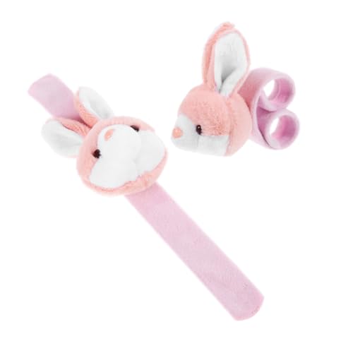 BESTonZON 2 Stück Plüsch Hase Schnapparmband Weiches Slap Wrist Band aus Flauschigem mit Langlebiges Animal Theme Slap Band für Kindergeburtstag Partydeko und von BESTonZON