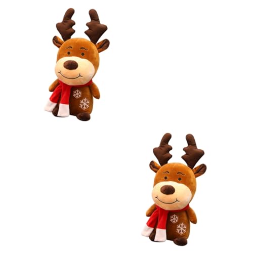 BESTonZON 2 Stück Plüsch Rentier Kuscheltier Weihnachtsdeko Weiches Gefülltes für Mädchen Niedliches Hirsch Stofftier Wohnzimmer Schlafzimmer Auto von BESTonZON