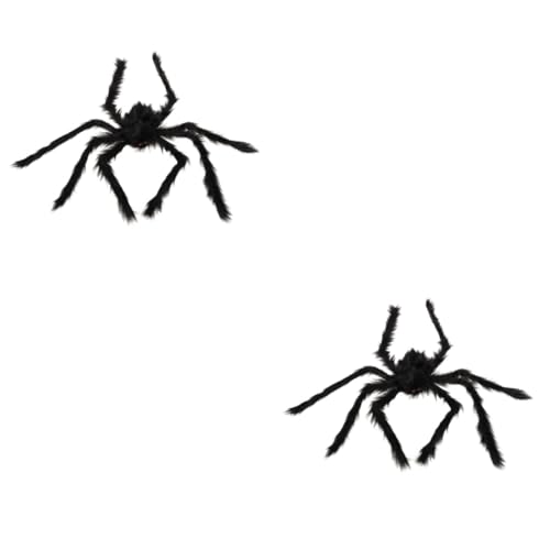 BESTonZON 2 Stück Plüschspinnenspielzeug pelzige Spinne Spielzeugspinne Große falsche Spinne gruselig Schwarz von BESTonZON