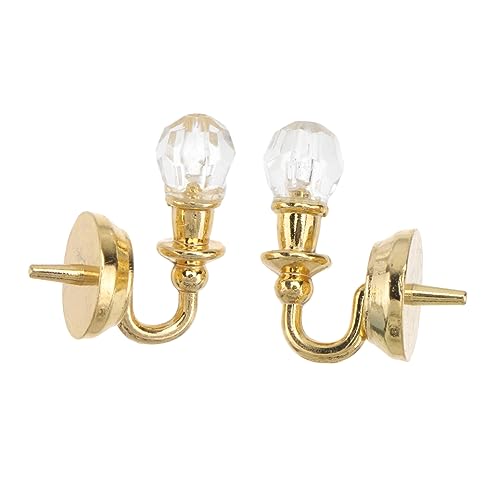 BESTonZON 2 Stück Puppenhaus Wandleuchte Kleine Hausdekoration Mini-puppenmöbel Mini-Puppen- DIY Zubehör Mini-Wandleuchte Kleine Hausversorgung Mini Möbel Golden Legierung von BESTonZON