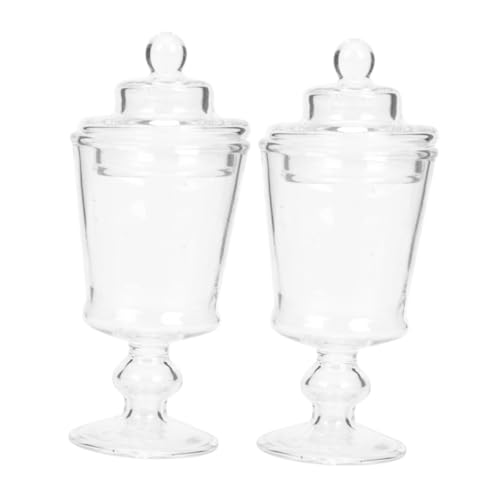 BESTonZON 2 Stück Puppenhaus Zubehör Mini Candy Dessert Glasbehälter Kleine Klarglas Vorratsdosen für Puppenhaus Dekoration und Miniatur Garten von BESTonZON