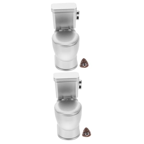 BESTonZON 2 Stück Puppenhaus Zubehör mit Sound Silbernes Miniatur Badezimmer Deko Tragbare DIY Mini Möbel für Puppenhaus und Foto Requisite von BESTonZON