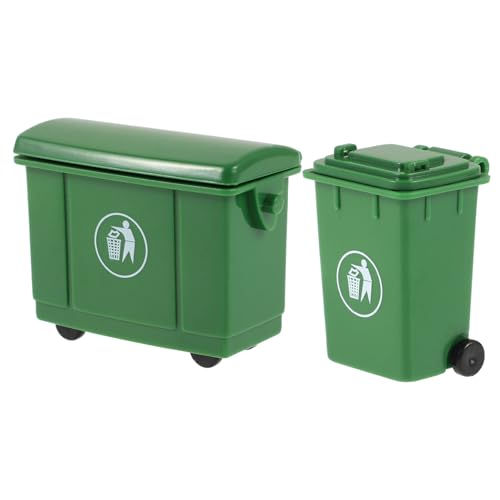 BESTonZON 2 Stück Puppenhaus-mülleimer Kleiner Eimer Tasche Kleine Tonne Bausatz Puppenhausmöbel Müllbehälter Auto Miniaturlandschaft Kleiner Mülleimer Mit Deckel Miniaturen Green Plastik von BESTonZON