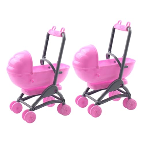 BESTonZON 2 Stück Puppenwagen Realistischer Babyspielzeug Kinderwagen für Puppen für Puppenhaus Dekoration und Rollenspiele Leicht und Tragbar von BESTonZON