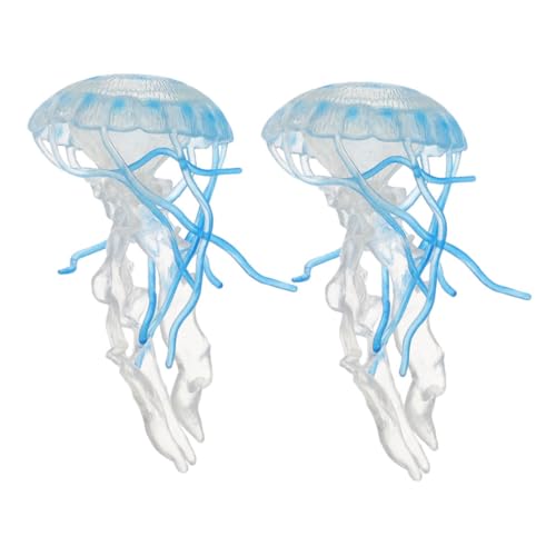 BESTonZON 2 Stück Quallenmodell Gefälschte Qualle Meerestierfiguren Schwimmende Quallenspielzeug Simulierte Quallen Realistische Quallenfigur Quallenplüsch Qualle Stofftier Plastik Sky-Blue von BESTonZON