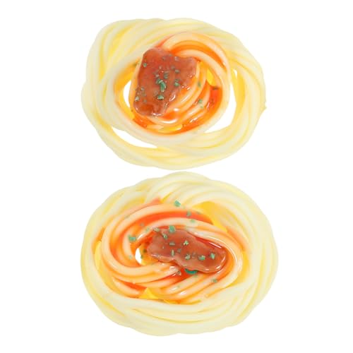 BESTonZON 2 Stück Realistische Künstliche Spaghetti Requisiten aus Detailgetreue Italienische Nudel Modelle Vielseitige Dekoration für Restaurant Party Küchen und Theaterszenen von BESTonZON
