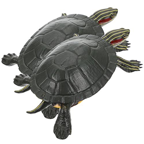 BESTonZON 2 Stück Realistische Schildkröten Modelle Kunststoffe Lifelike Tortoise Figuren für Mikrolandschaften Garten Deko und Lernspielzeug von BESTonZON