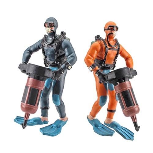 BESTonZON 2 Stück Realistische Taucher Figuren Aquarium Deko Schwimmend Lebensechte Miniatur Taucher Ornamente für Fischbecken Leichte Unterwasser Deko für Aquarium und Terrarium von BESTonZON
