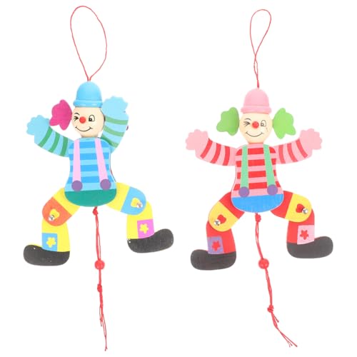 BESTonZON 2 Stück Schnur Zugleinen-Clown-Spielzeug Marionette Handpuppe Zubehör Für Puppenspiele Lustiges Clownhandwerk Clown-Puppe Puppenspiel-Requisite Holz Clown Puppen von BESTonZON