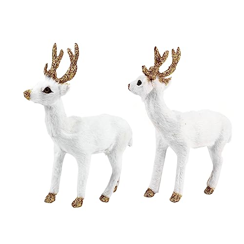 BESTonZON 2 Stück Sikahirsch-Ornament Plüschspielzeug Desktop- Hirsch-Statue Desktop- Hirschschmuck Tierpuppe Tiere Basteln Weiß Innenschale Aus Polyethylen von BESTonZON