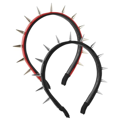 BESTonZON 2 Stück Stirnband Party Spiky Festival Spiked Punk Kopfschmuck Halloween Performance Szene Cosplay Goth Punk Accessoires Haarschmuck Prom Punk Haarschmuck Leder von BESTonZON