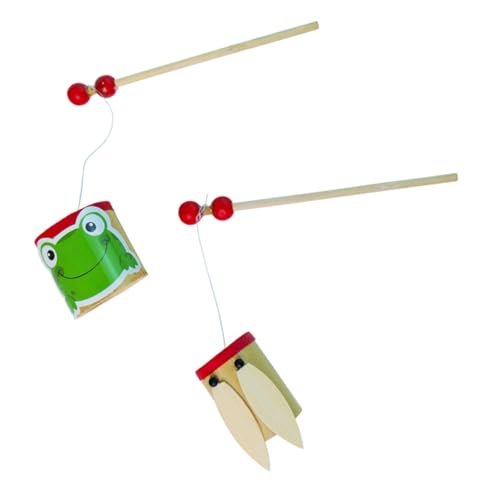 BESTonZON 2 Stück Teiliges Bambus Schüttelspielzeug mit Zikaden und Froschgeräuschen Pädagogisches Frühförderungsinstrument für Hand Auge Koordination Sicher und Langlebig von BESTonZON
