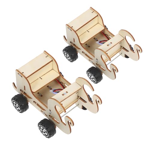BESTonZON 2 Stück Teiliges DIY Stem Holzauto mit Sprachsteuerung Robustes Lernspielzeug für Fördert Technikverständnis und Experimentieren für Drinnen und Draußen von BESTonZON
