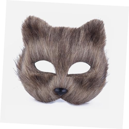 BESTonZON 2 Stück Teiliges Fuchs Tiermasken Halbe Gesichtsmasken aus Robustem Material Vielseitig für Karneval Ostern Kostümpartys und Cosplay Schwarz Graue Pelzoptik für Damen und Herren von BESTonZON
