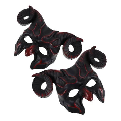 BESTonZON 2 Stück Teiliges Halloween Ziegen Schädel Maske mit Dunklen Widderhörnern Realistische Halbe Tiergesichts Maske für Herren Damen Atmungsaktive Material Leichte Cosplay und Kostüm BESTonZON 2 Stück Teiliges Halloween Ziegen Schädel Maske mit Dunklen Widderhörnern Realistische Halbe Tiergesichts Maske für Herren Damen Atmungsaktive Material Leichte Cosplay und Kostüm von BESTonZON