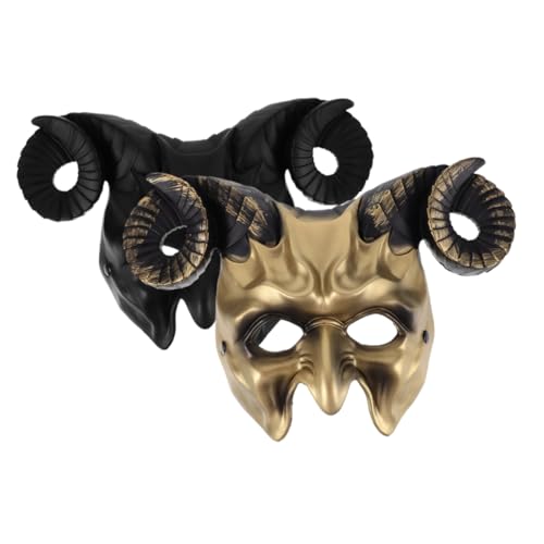 BESTonZON 2 Stück Teiliges Halloween Ziegen Schädel Masken mit Einstellbaren Widderhörnern Realistische Halbe Gesichtsmasken für Männer und Frauen Vielseitige Cosplay Kostüm Requisiten in BESTonZON 2 Stück Teiliges Halloween Ziegen Schädel Masken mit Einstellbaren Widderhörnern Realistische Halbe Gesichtsmasken für Männer und Frauen Vielseitige Cosplay Kostüm Requisiten in von BESTonZON