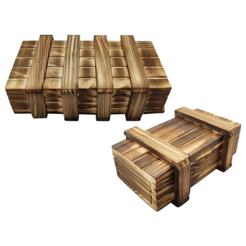 BESTonZON 2 Stück Teiliges Holzrätselbox mit Geheimem Fach Pädagogisches für Fördert Problemlösungsfähigkeiten Sicheres Holzmaterial für Geburtstag und Weihnachten von BESTonZON