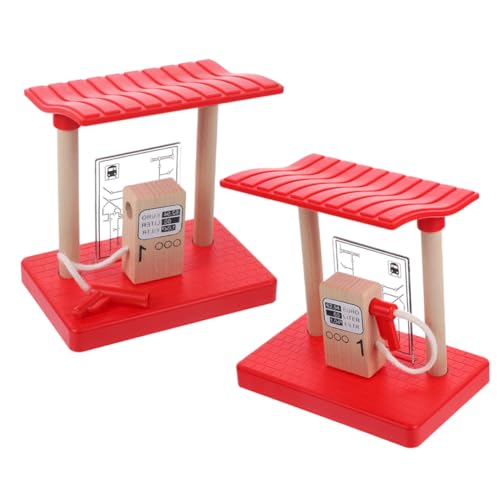 BESTonZON 2 Stück Teiliges Holzspielzeug Zugschienen Zubehör mit Zapfsäule und Bahnübergang Realistisches Eisenbahn Zubehör für Kreatives Vielseitiges Spiel zu Hause im Kindergarten Schule von BESTonZON