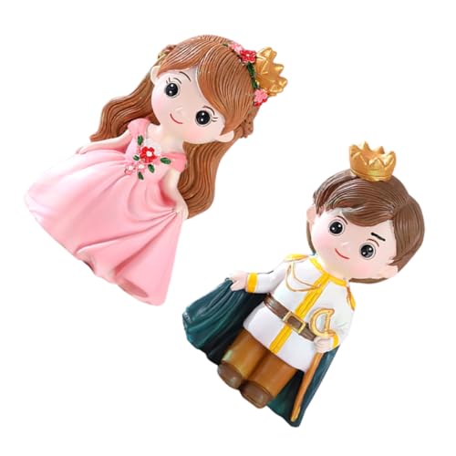 BESTonZON 2 Stück Teiliges Kuchen Prinzessin Prinz Resin Figuren Bunte Tortendeko für Geburtstagsparty Sichere Cake Ornament Niedliche Cartoon Design für Festliche von BESTonZON