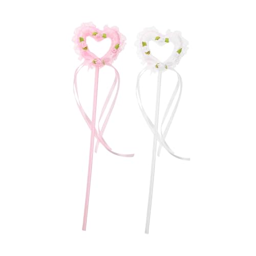 BESTonZON 2 Stück Teiliges Leuchtende Herz Fee Zauberstäbe für Glitzernde Party Dekoration Farbenfrohe Magische Weiß und Rosa für Fasching und Mitgebsel von BESTonZON