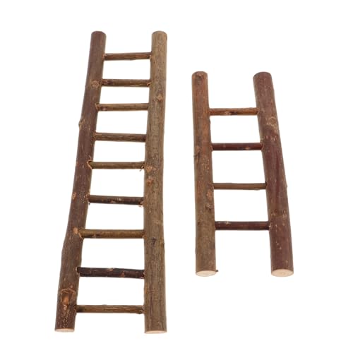 BESTonZON 2 Stück Teiliges Mini Holzleiter Stabile Miniatur Treppe für Puppenhaus Präzise Gefertigte Kleine Holzleiter als DIY Zubehör für Miniaturhaus Dekoration und Landschaftsmodell von BESTonZON