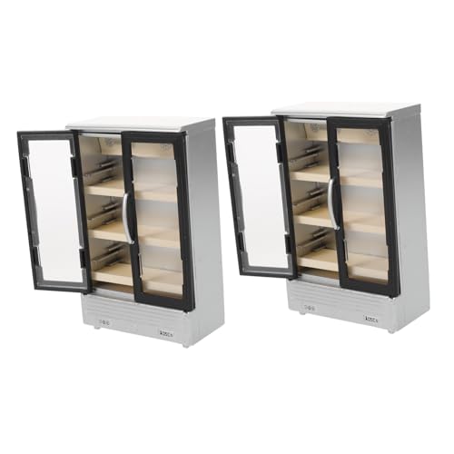 BESTonZON 2 Stück Teiliges Mini Kühlschrank aus Robustem Kunststoff mit Funktionalen Doppeltüren Miniatur Kühlschrank für Puppenhaus Küchenmöbel für Rollenspiele und Dekoration von BESTonZON