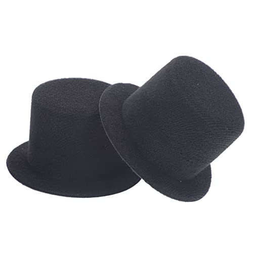 BESTonZON 2 Stück Teiliges Miniatur DIY Zubehör Miniatur Hüte aus Leichtem Stoff Schwarze Mini für Puppen Handwerksdeko Vielseitig für Bastelprojekte und Partybedarf von BESTonZON