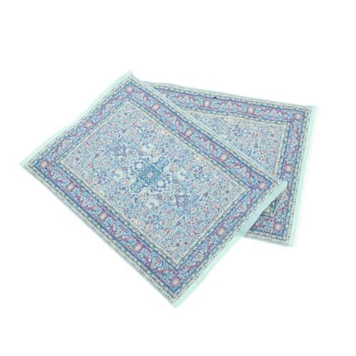 BESTonZON 2 Stück Teiliges Miniatur Teppich mit Floralem Print Rechteckige Vintage Puppenhaus Teppiche Vielseitige Mini Möbel Accessoires für Puppenhaus Dekoration und Kreatives Spiel von BESTonZON
