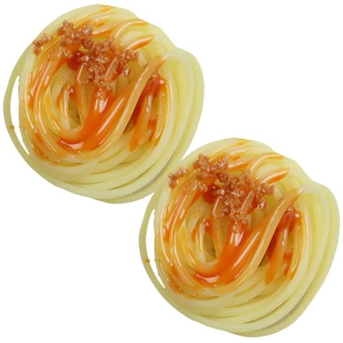 BESTonZON 2 Stück Teiliges Pasta Modell mit Fleischsoße Realistische Spaghetti Deko für Küche Restaurant Hochwertiges Nudelornament für Fotografie Spielküche und Gastronomie Robustes von BESTonZON